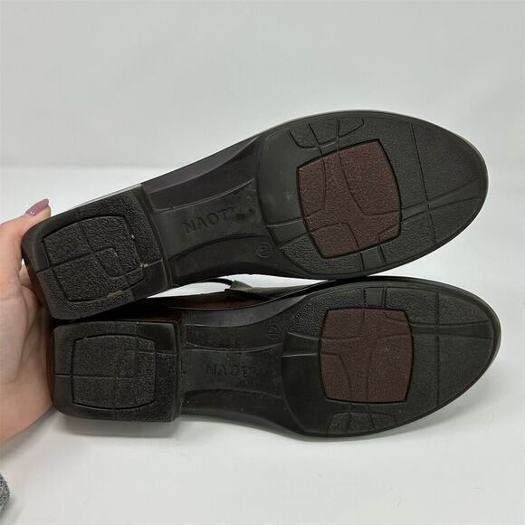 NAOT Kamsin Brown & Olive Green Leather Heeled Ankle Boots Size 41 Casual - Picture 11 of 14